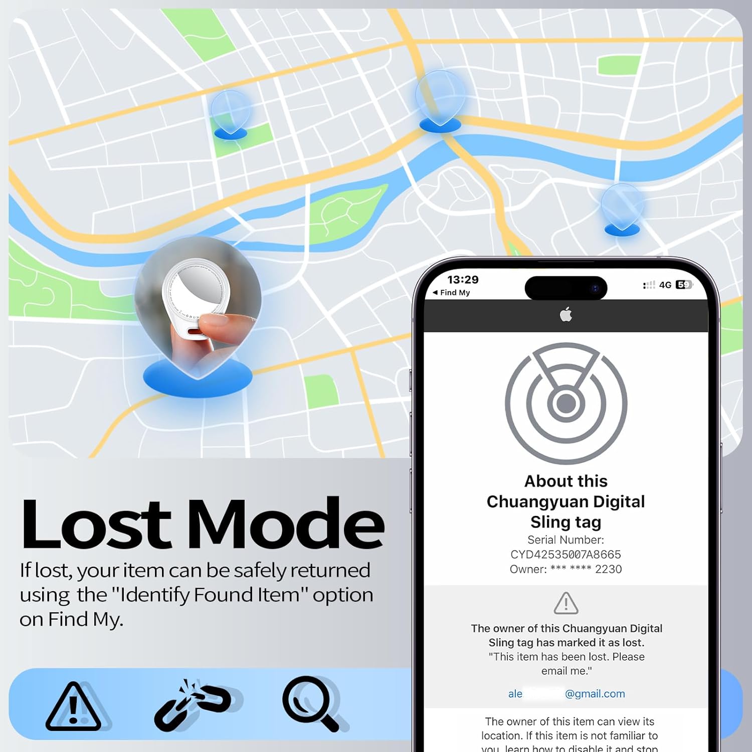 Thumbnail 6 de Tukio Air Tags traceur GPS Bluetooth – lot de 4, fonctionne avec l’app Localiser d’Apple (iOS uniquement)