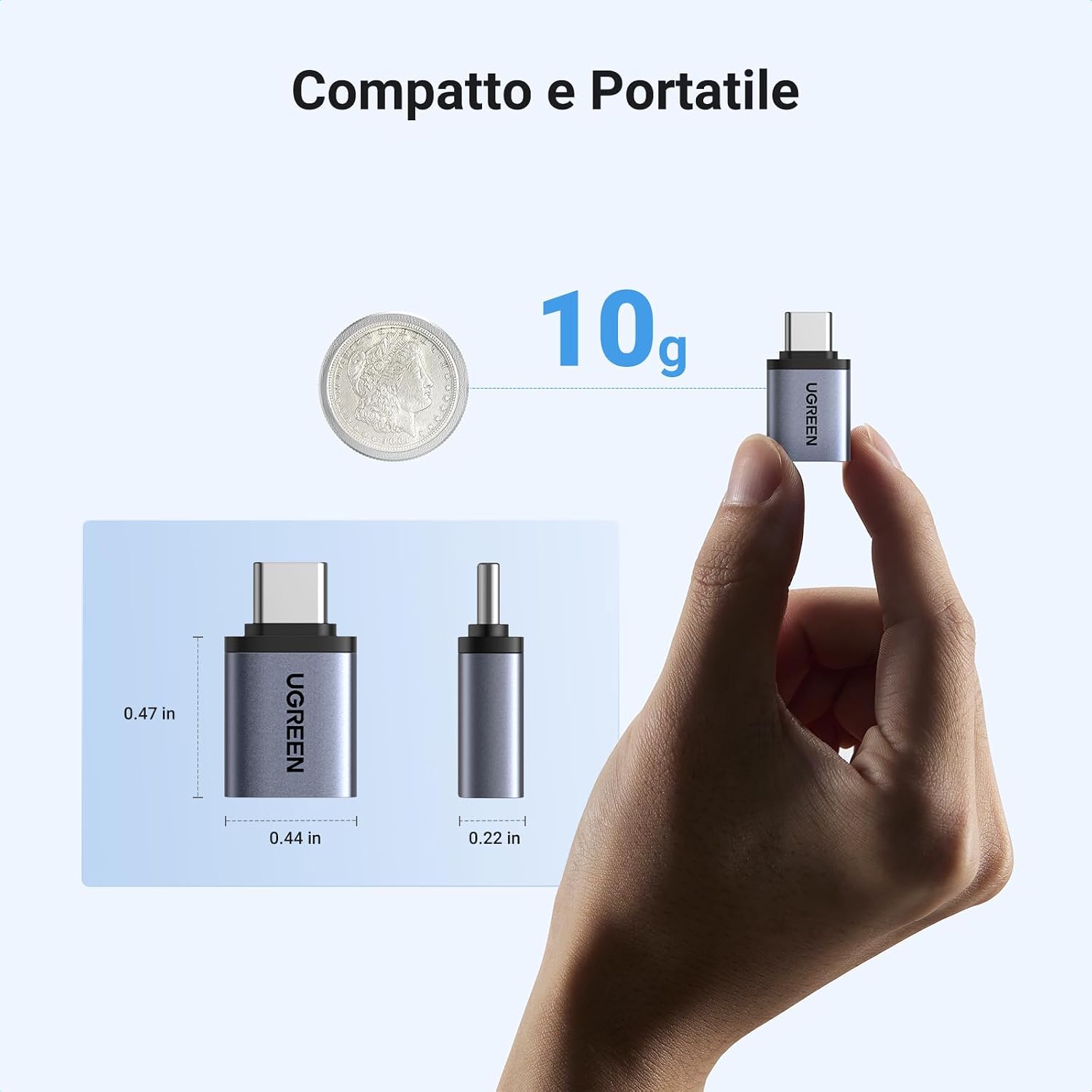Detalle 2 de UGREEN Adattatore USB-C OTG 3.0 a 2 pezzi