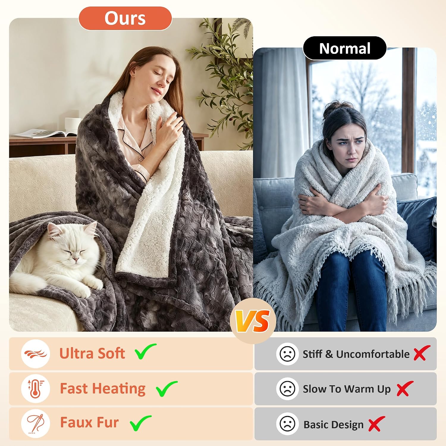 Detalle de Electric Heated Throw Blanket 50 x 60-Inch