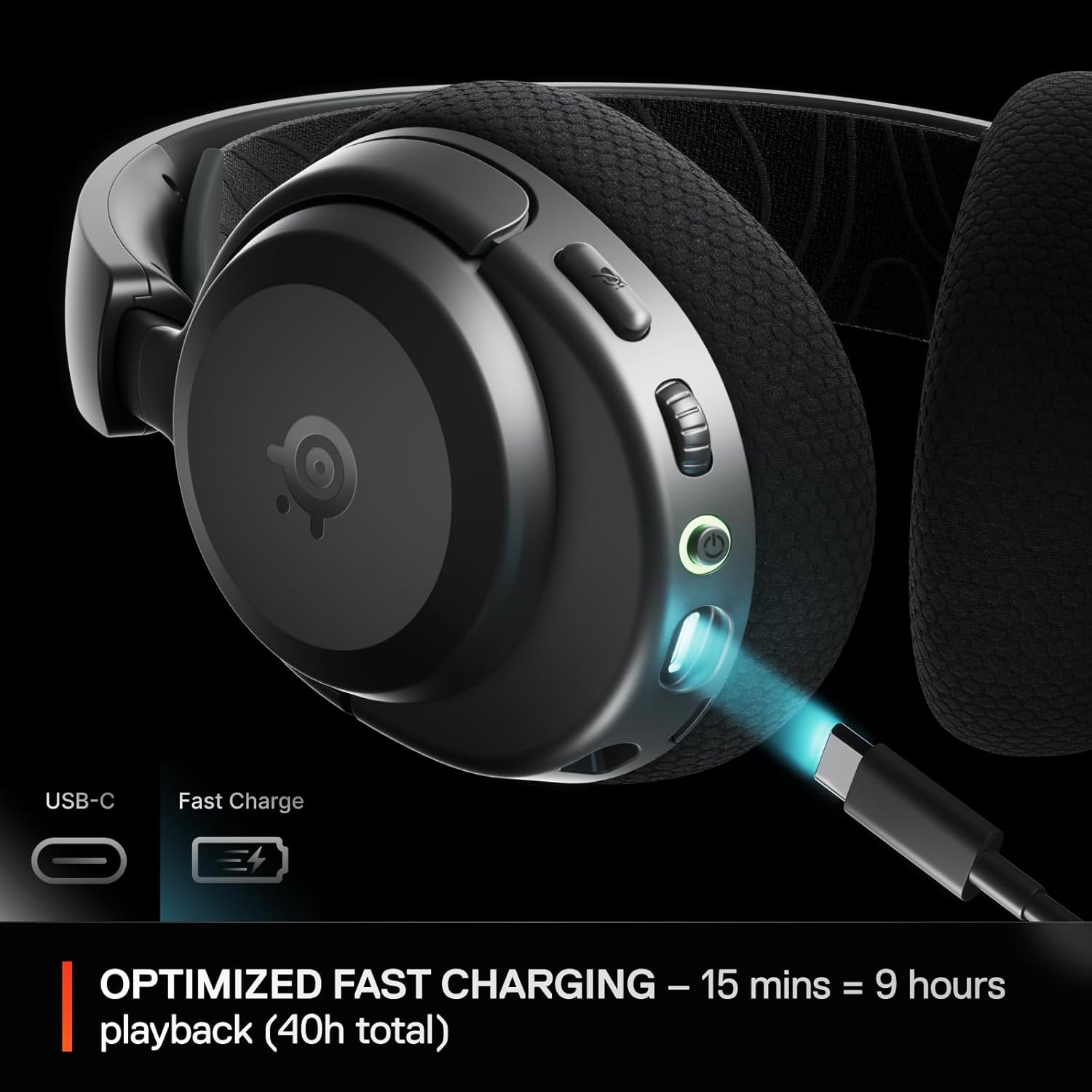 Detalle 2 de SteelSeries Arctis Nova 3X Wireless (Xbox) gaming headset with mobile app control, 40 hr battery and fast charging – Black