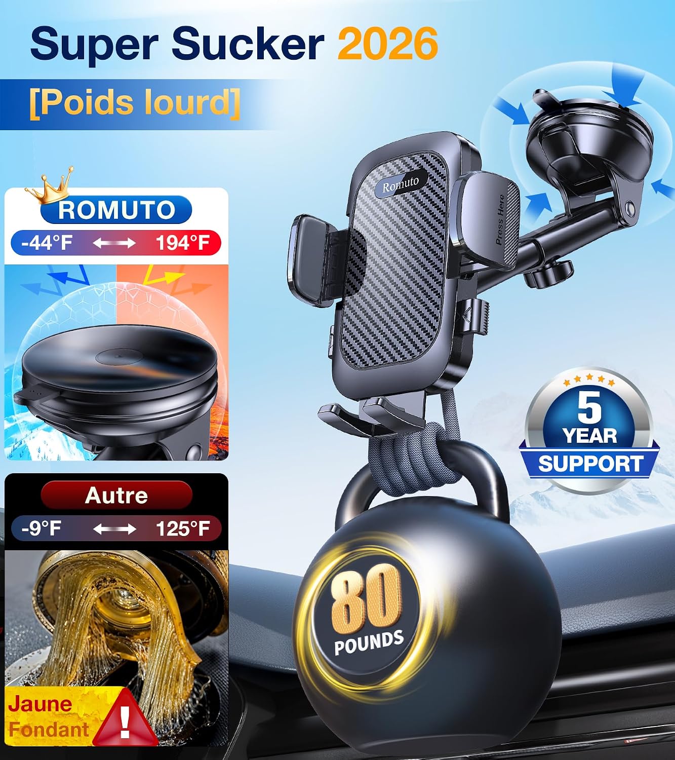 Detalle 2 de Romuto Support Téléphone Voiture 2026