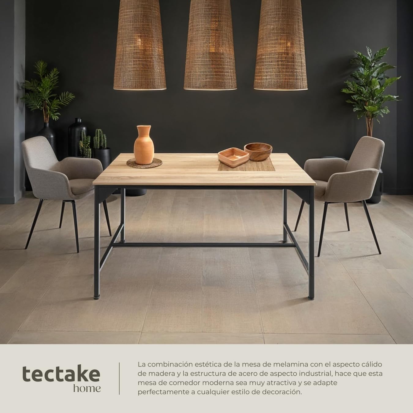 Thumbnail 1 de tectake Mesa comedor Industrial 120x75 cm