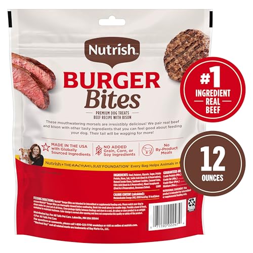 Detalle de Nutrish Burger Bites Dog Treats, Beef Recipe — 12 oz Pouch (Rachael Ray Nutrish)