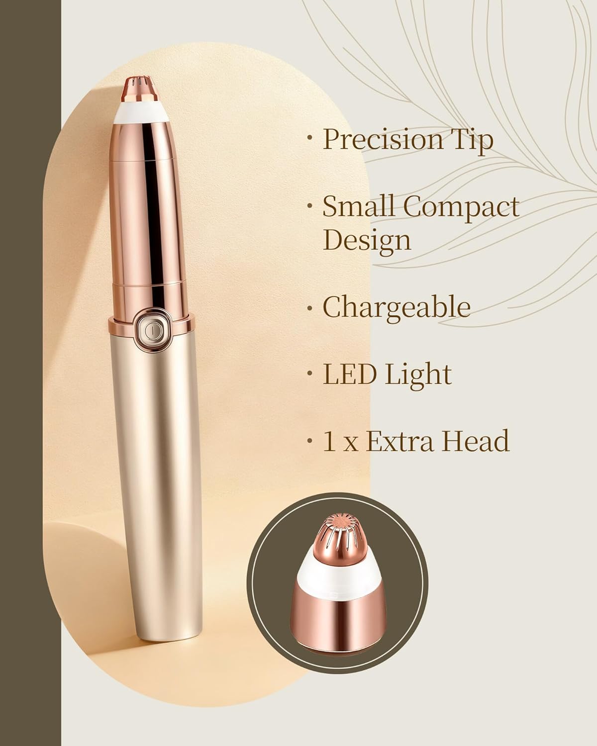 Detalle 2 de Rechargeable Eyebrow Trimmer for Women with LED Light