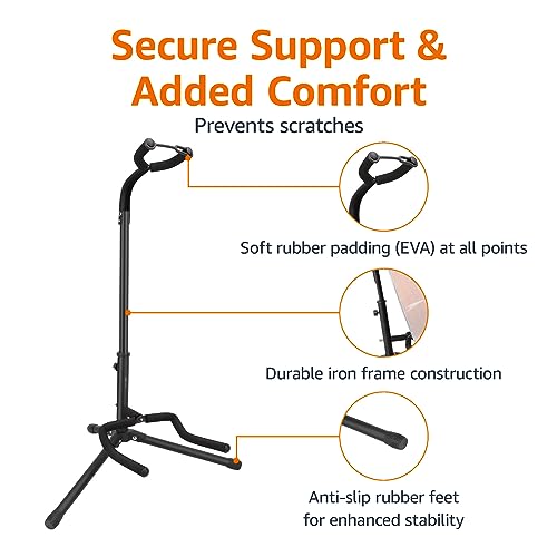 Detalle 2 de Amazon Basics Height Adjustable Foldable Guitar Stand with Secure Support
