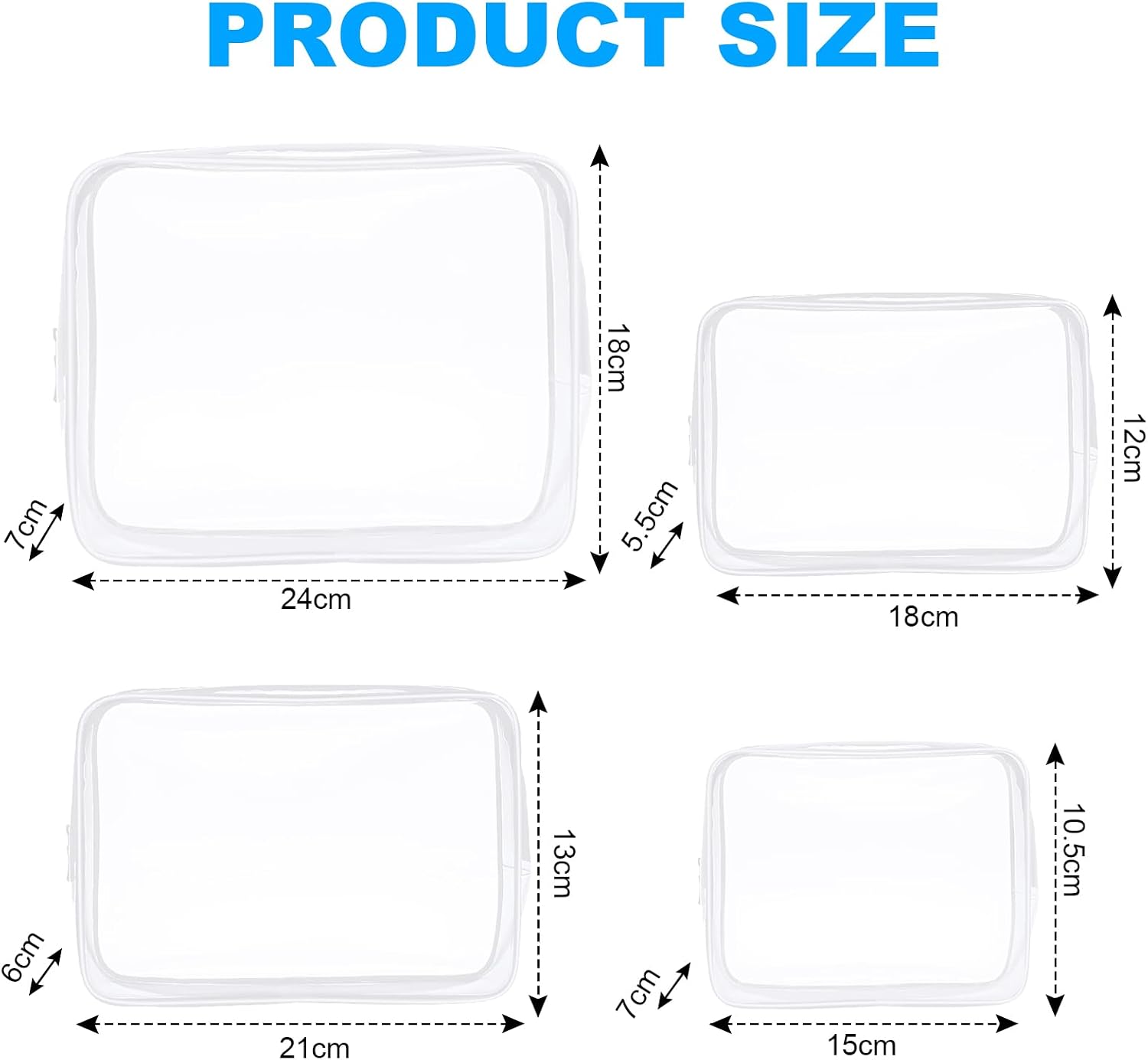 Thumbnail 1 de Aucuu Kulturtasche transparent (4er-Set) – wasserdichte PVC-Reise-Waschtaschen, TSA-zugelassen, für Familie