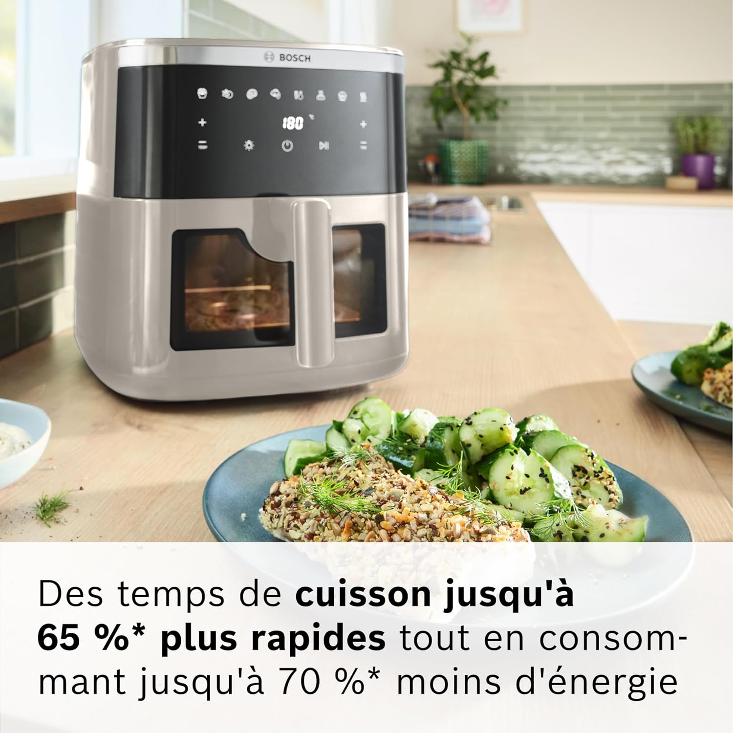 Thumbnail 1 de Friteuse à air Bosch Série 6 XXL MAF671C0 – 7,2 L, cuisson éclairée, beige satin