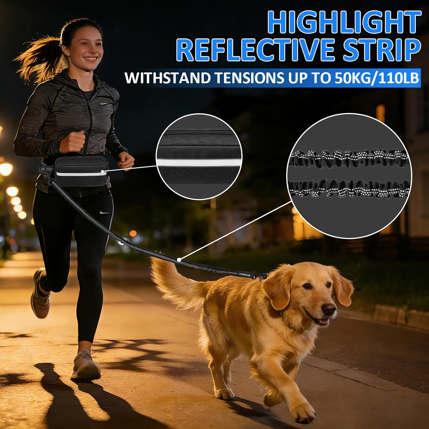 Thumbnail 5 de Philorn Hands Free Dog Lead with Adjustable Waist Belt for Medium to Large Dogs