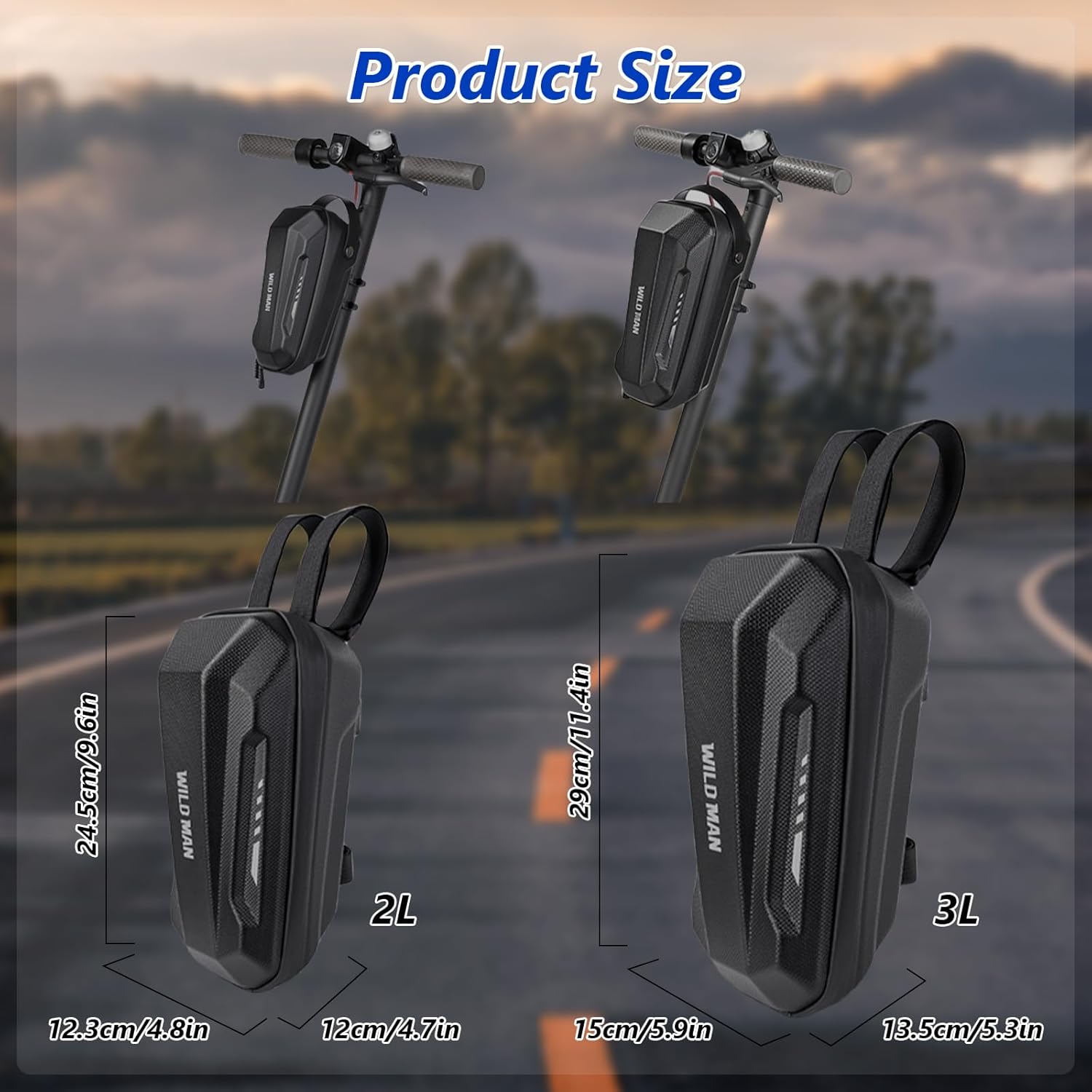 Detalle de flintronic Scooter Tasche: 2L/3L Lenker-Tasche aus EVA, wasserdicht für Elektroroller – kompatibel mit M365/M365 Pro, Segway ES1/ES2/ES3 u. a.