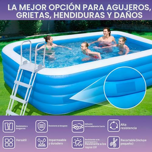 Detalle de Parches Piscina Bajo Agua de Edonkvi: Kit de Reparación 300 cm × 10 cm para Piscinas y Colchones Inflables