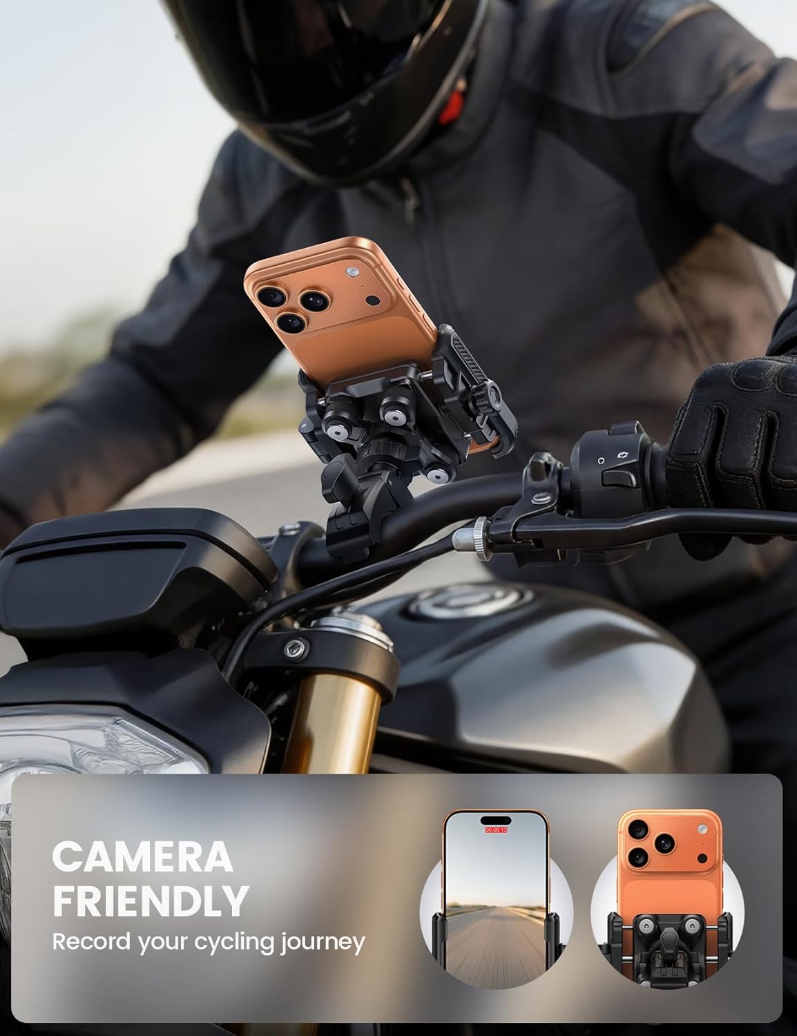 Detalle de Lamicall Motorcycle Bike Phone Mount - Upgrade Vibration Dampener for Camera-Friendly Ride