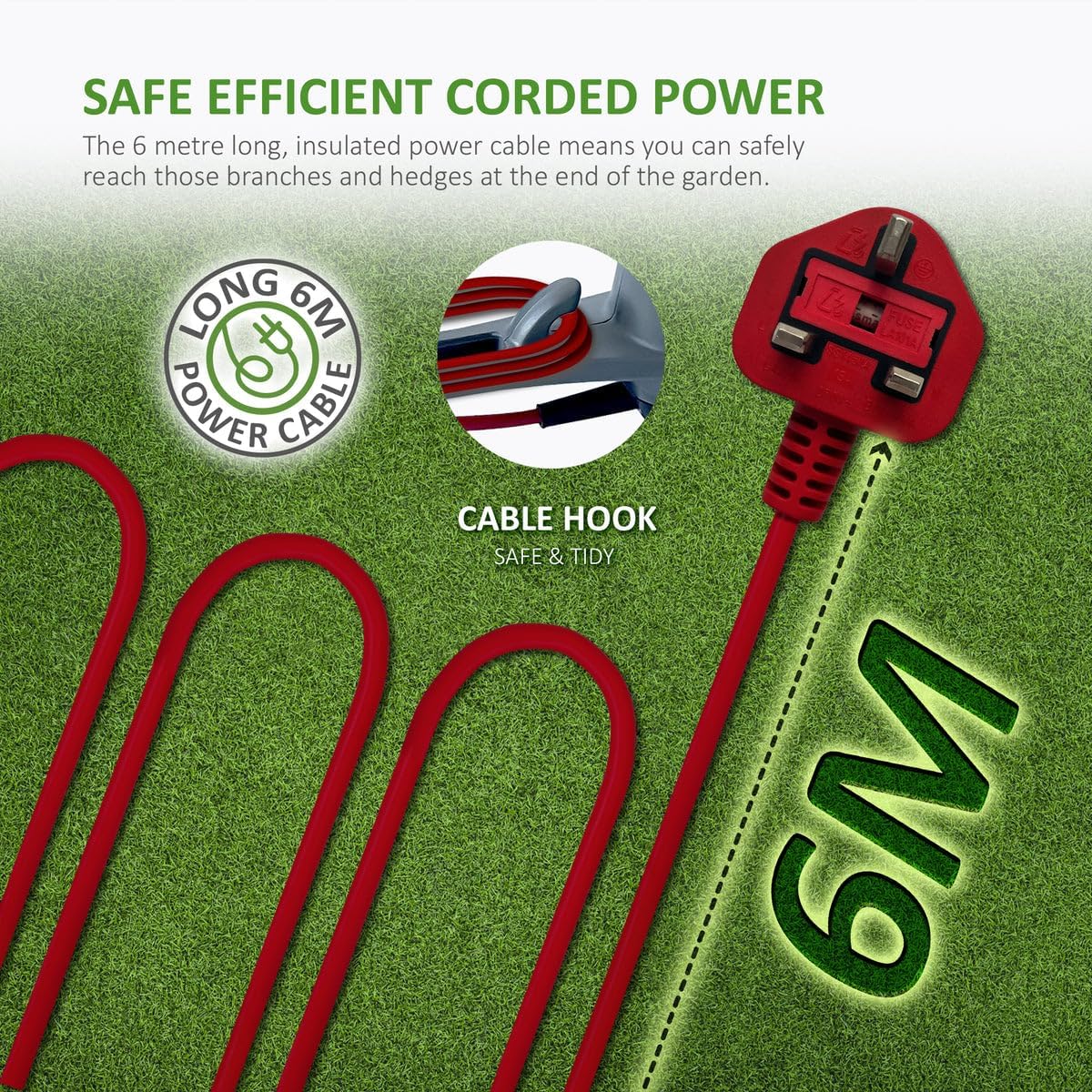 Thumbnail 3 de NETTA 600W Corded Hedge Trimmer (55cm Diamond Blade, 16mm Tooth Opening) with 6m Cable