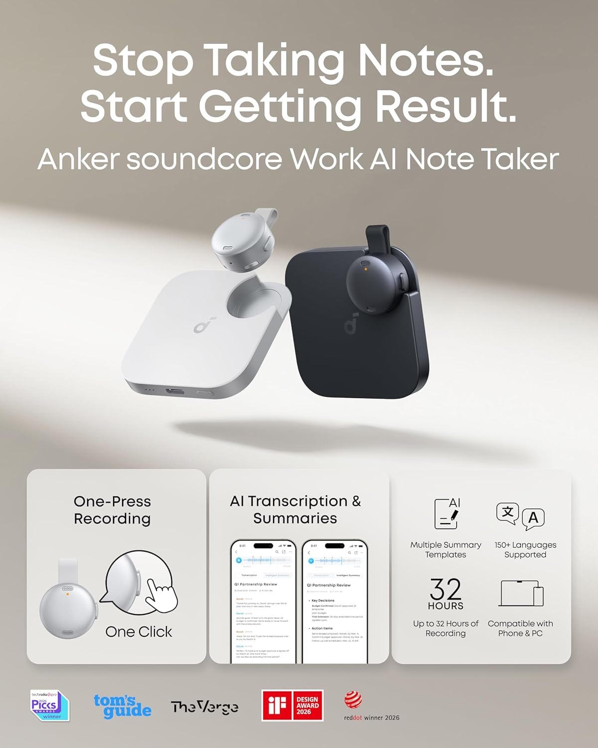 Thumbnail 1 de soundcore Work AI Voice Recorder 6-Month 🎙