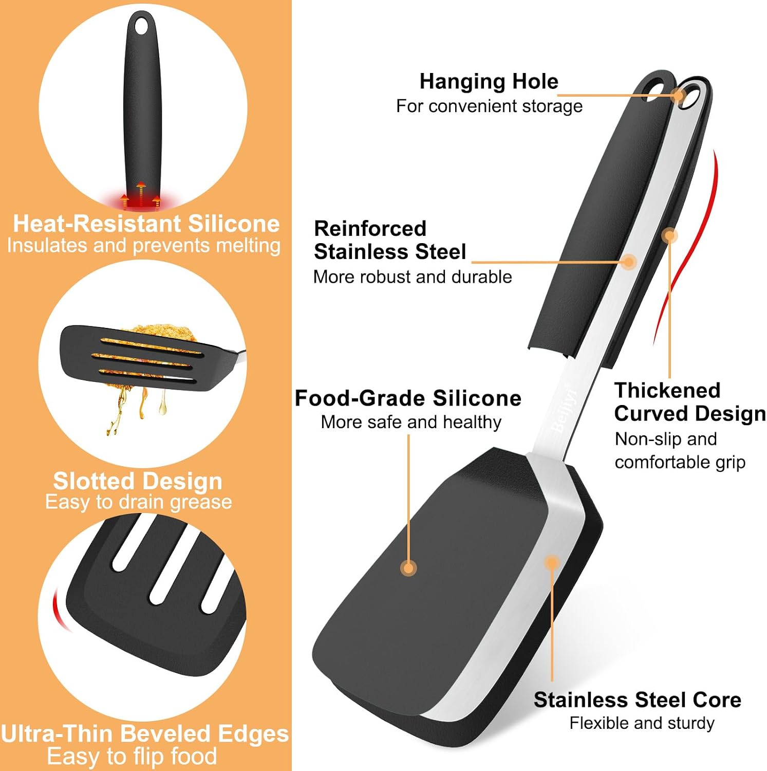 Detalle de Beijiyi Silicone Spatula Set, 2-Piece