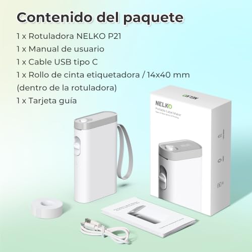 Thumbnail 6 de Nelko P21 Etiquetadora Adhesivas: impresora térmica Bluetooth para etiquetas en blanco y negro