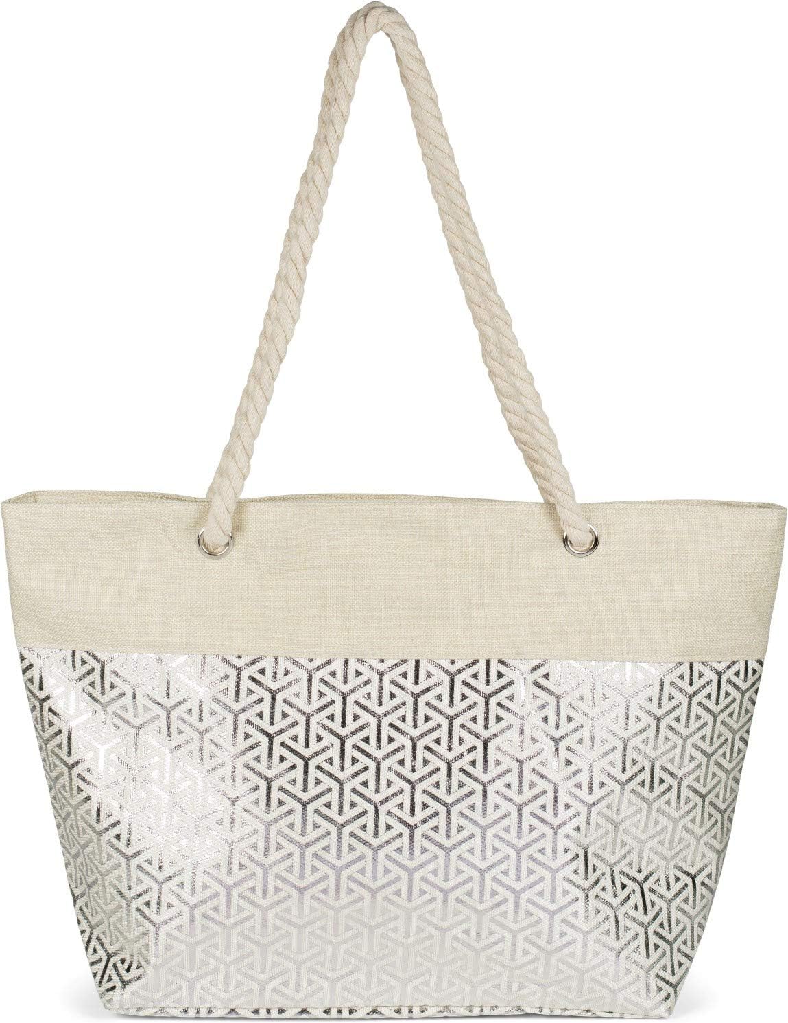 Detalle de styleBREAKER Ladies XXL Borsa da spiaggia con motivo Infinity e look metallico