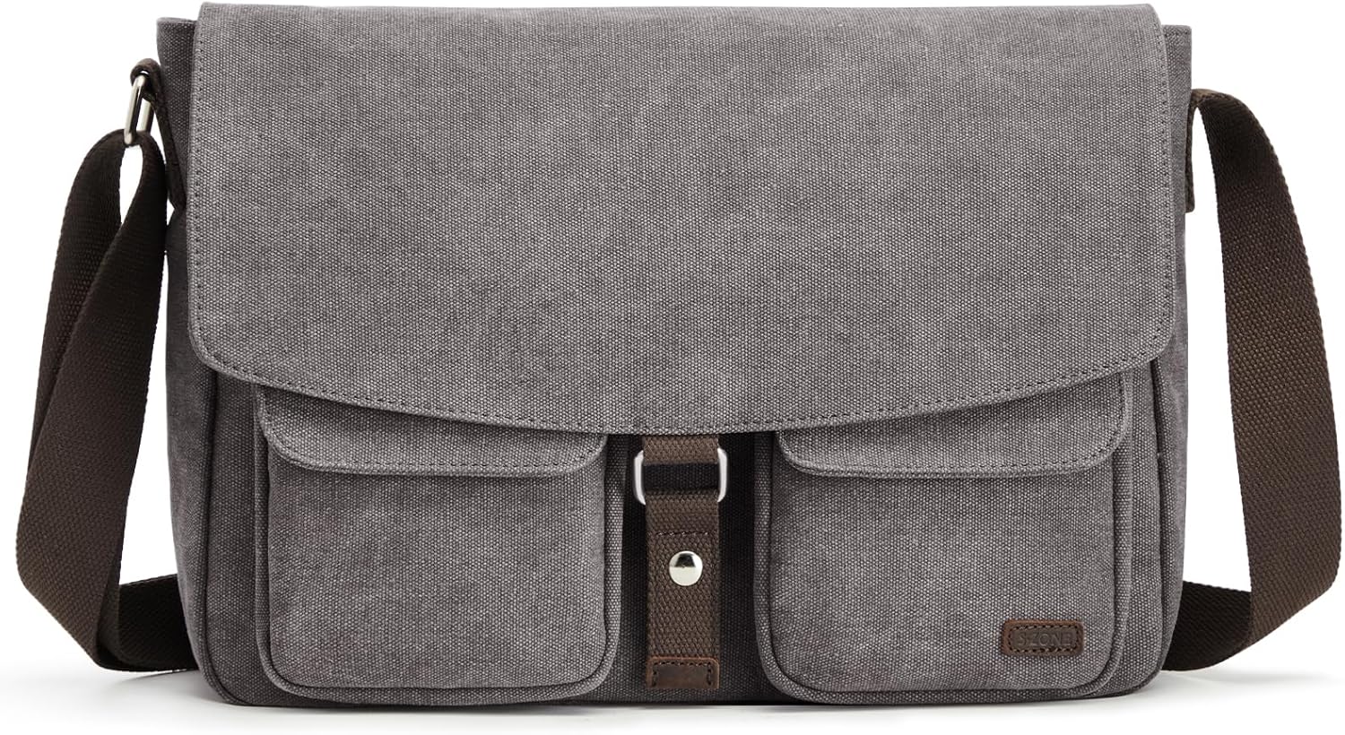 Detalle de S-ZONE canvas messenger bag for men with pockets and water-resistant finish