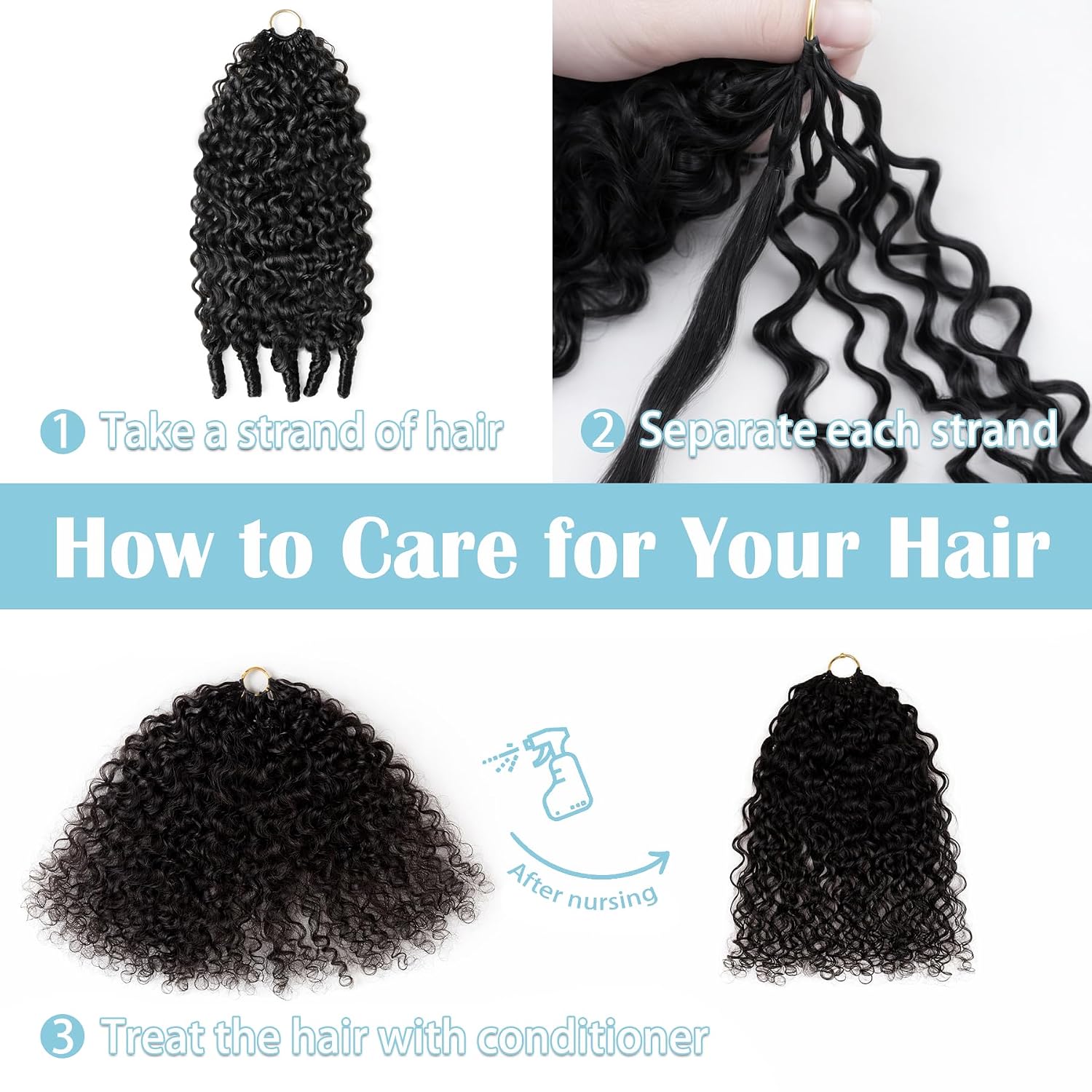 Thumbnail 2 de Burmese Curly Feather Crochet Hair: Knotless, Pre-Separated 18 Inch Bundle for Easy, Lightweight Install