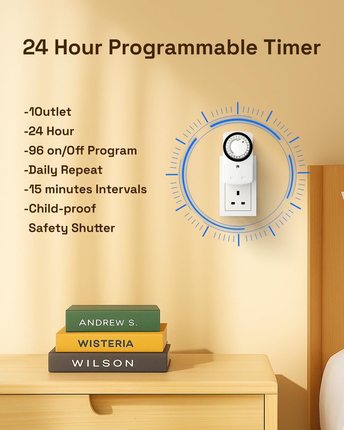 Thumbnail 6 de HBN 24 Hour Timer Plug Socket UK: Precise 15‑Minute Scheduling for Lamps, Christmas Lights and More
