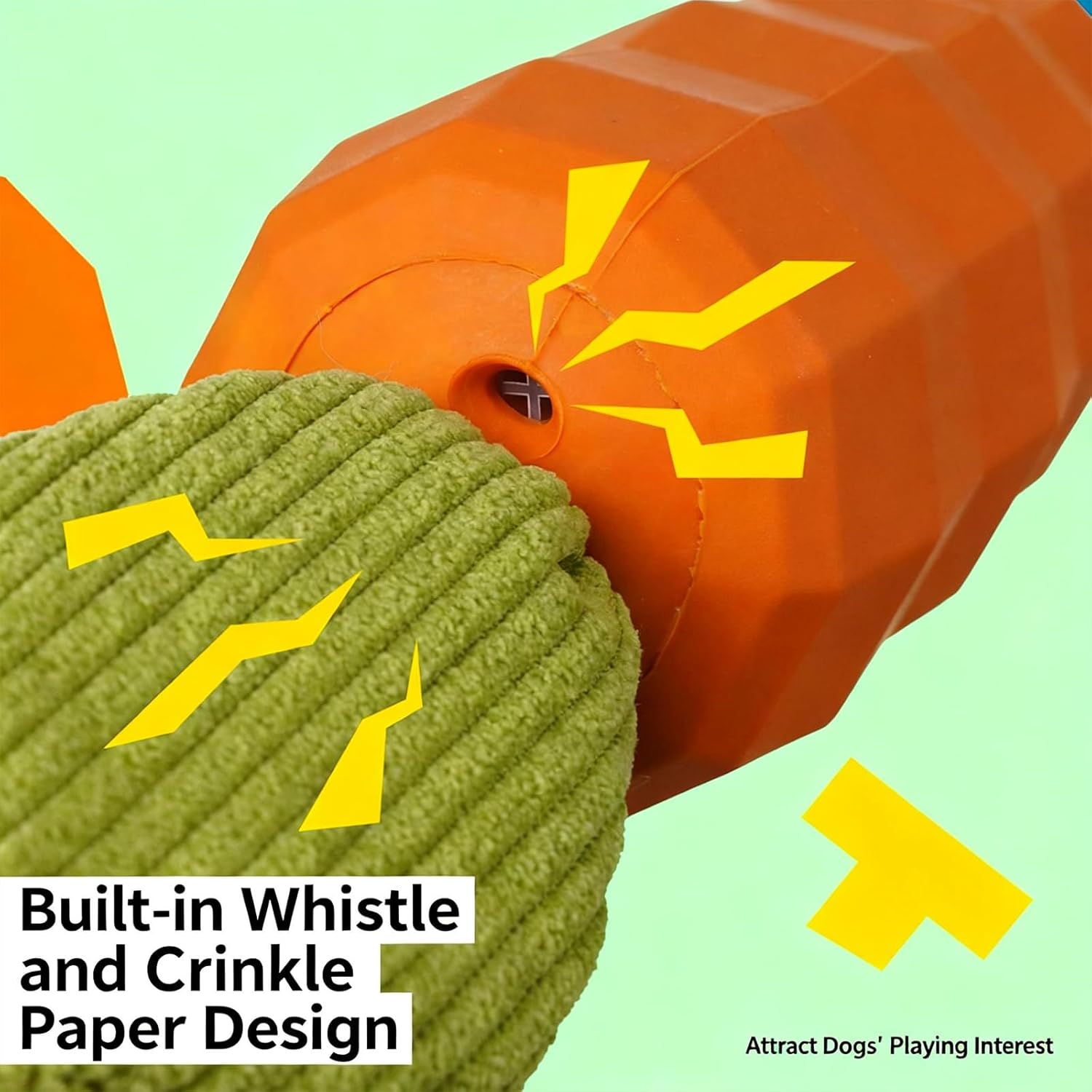 Detalle 2 de Nidoul Carrot Dog Toys: Indestructible Rubber Toy for Aggressive Chewers (Medium to Large Dogs)