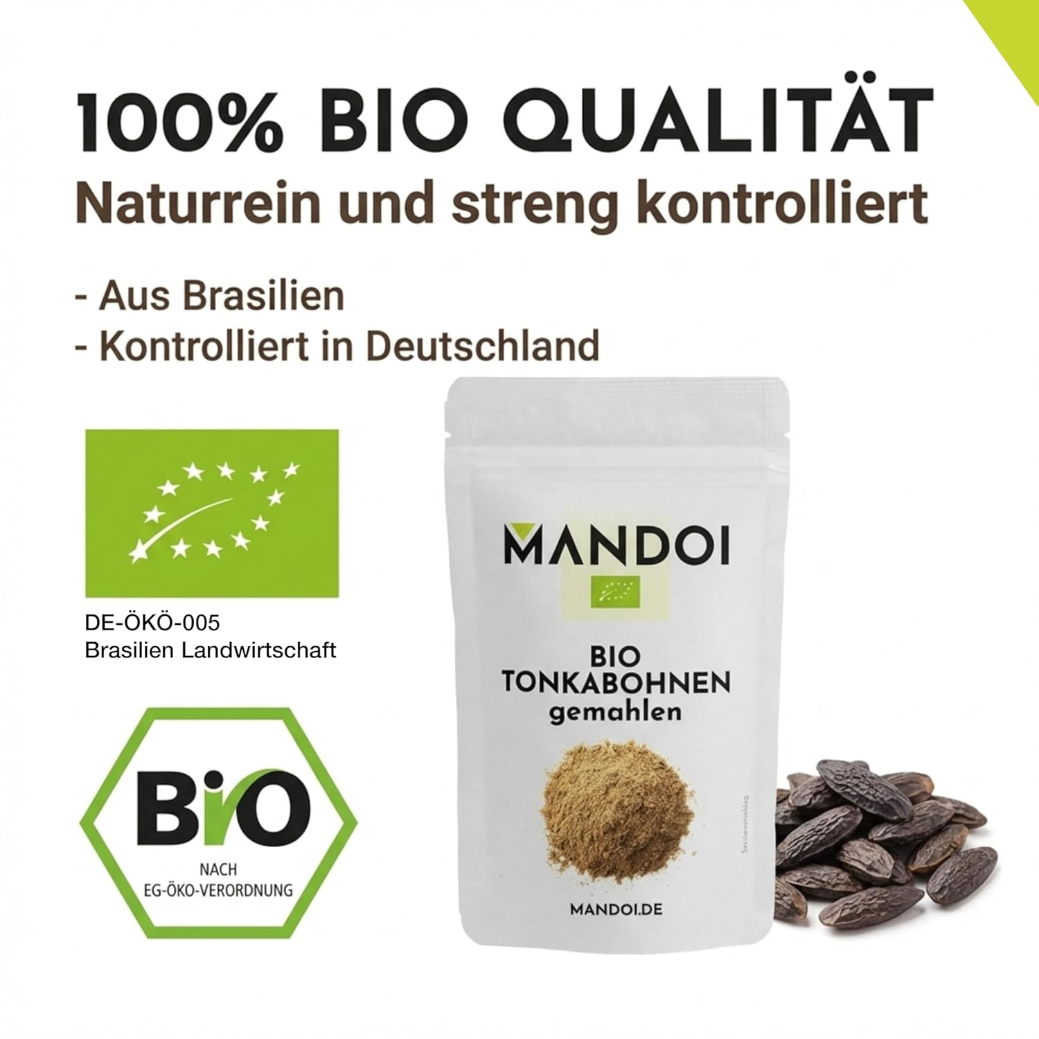 Thumbnail 3 de Mandoi BIO Tonkabohne gemahlen 25 g – feinstes Pulver aus Brasilien für Backen und Verfeinern