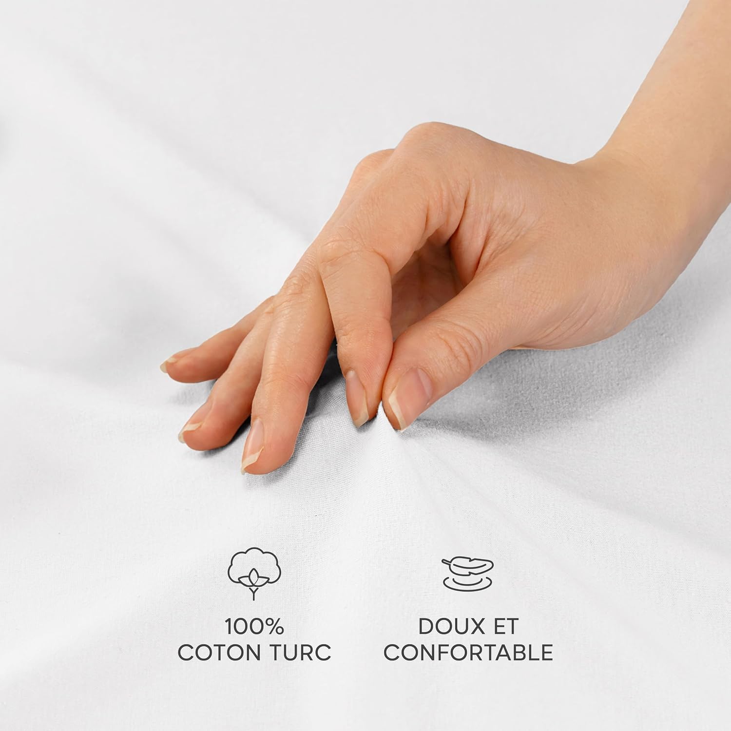 Detalle de Twinzen Taie Oreiller 65x65 (Lot de 2) – 100% Coton Jersey 150 GSM, fermeture éclair, certifiée Oeko-Tex
