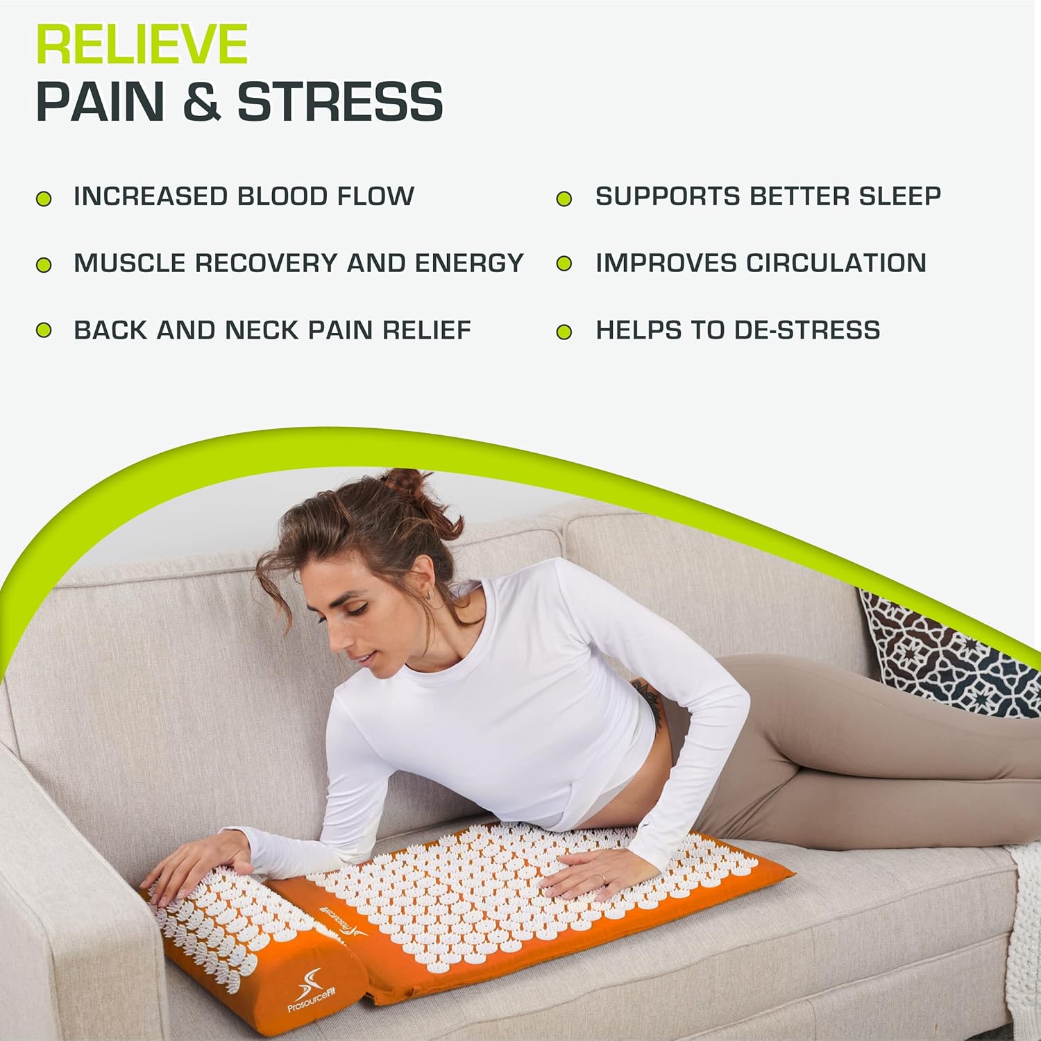 Detalle 2 de ProsourceFit Acupressure Mat and Pillow Set for Pain Relief 🧘