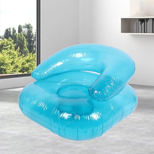 Detalle de Riuulity Transparenter Aufblasbarer Sessel – Ergonomischer PVC-Sessel für Innen & Außen, Blau