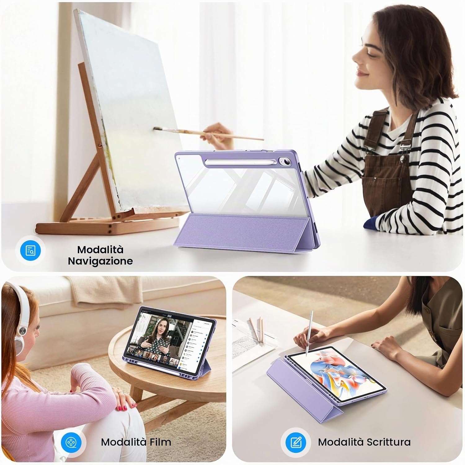 Detalle de FINTIE Cover trasparente per Galaxy Tab S9/S9 FE e S10 Lite/S10 FE 10.9" & S9 11" con S Pen – protezione sottile e supporto auto sleep/sveglia