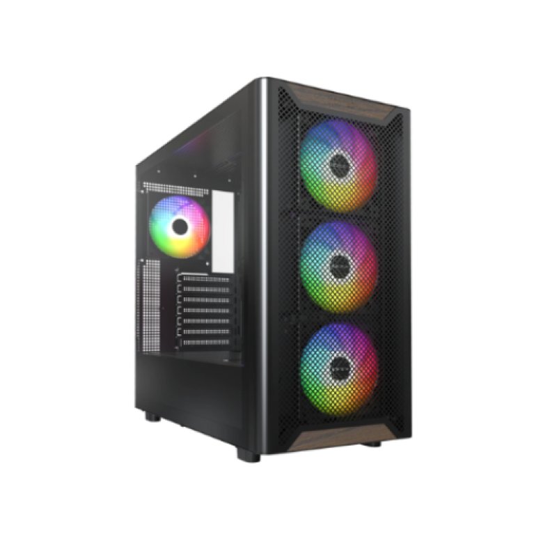 Thumbnail 3 de Montech XR WOOD (B) Negro – Torre ATX Midi-Tower con 4x 120 mm RGB y ventana lateral