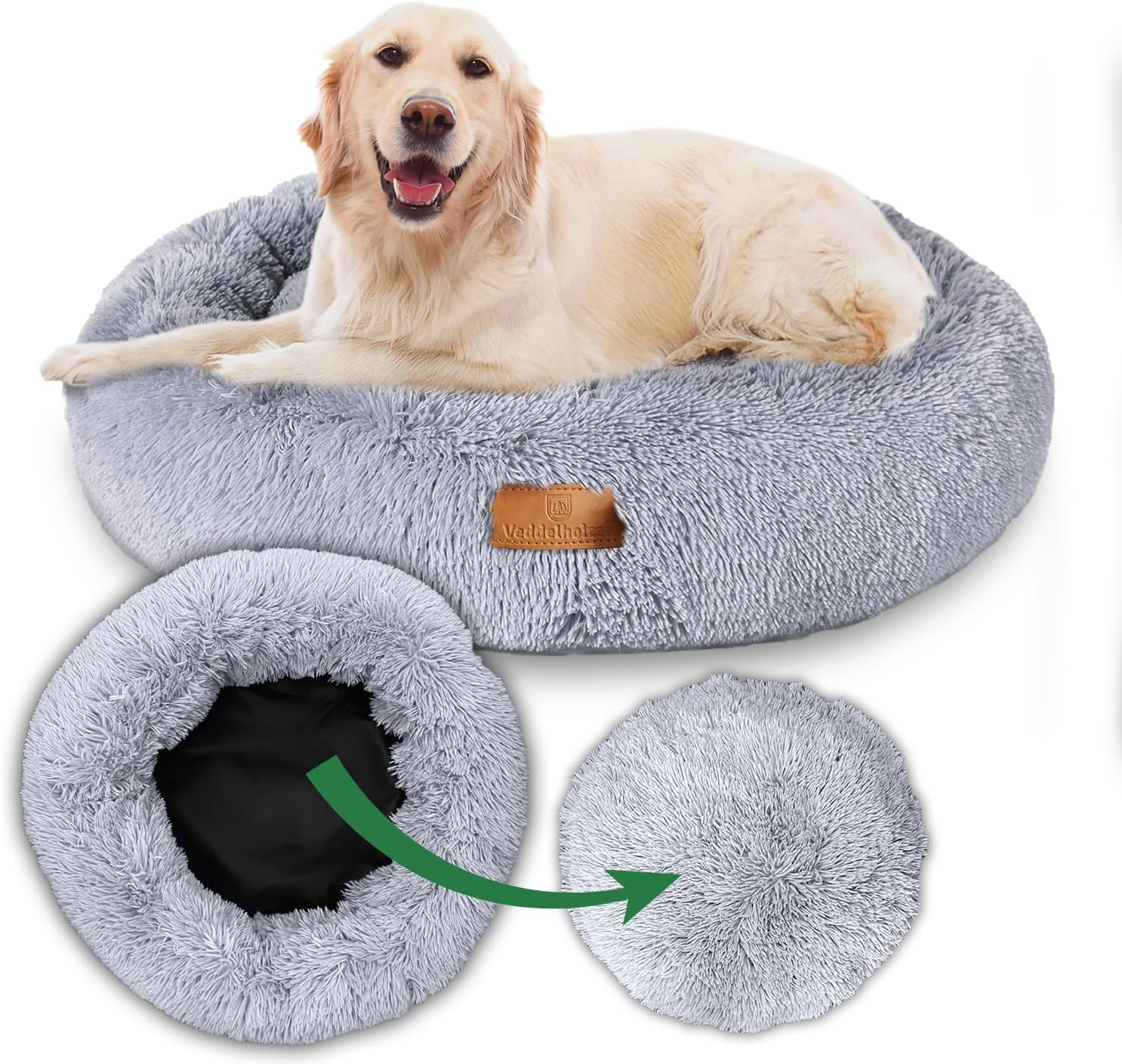 Detalle de Veddelholzer Hundebett Ø60 cm Hellgrau