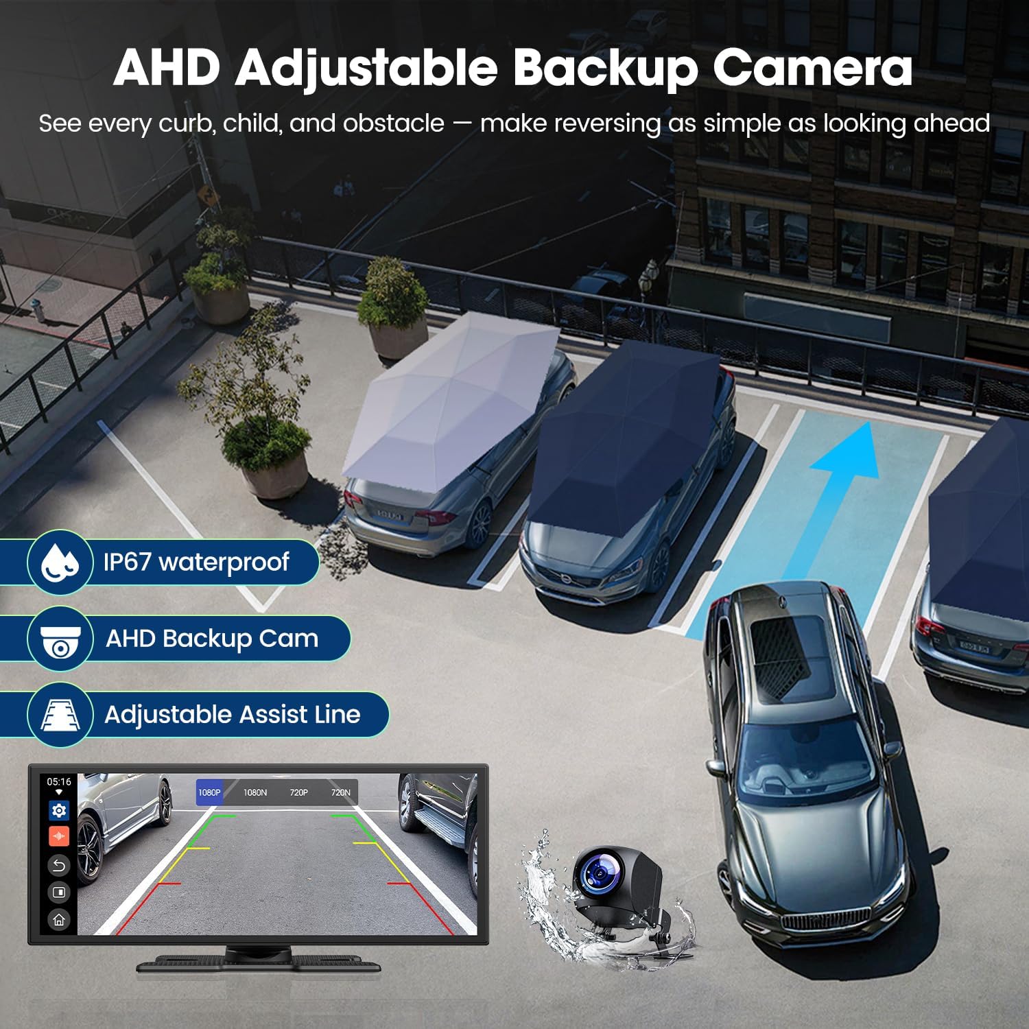 Detalle 1 de LAMTTO 10.25-inch CarPlay Display with Wireless Connectivity and Rear Camera