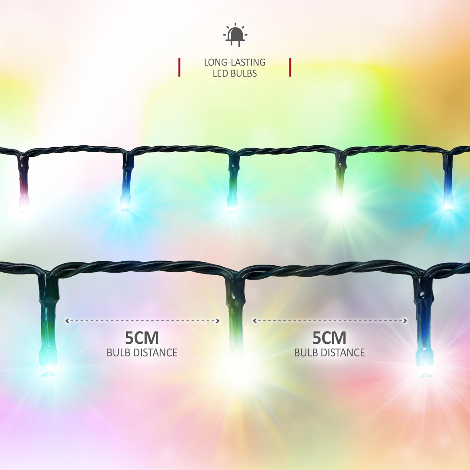 Thumbnail 2 de NETTA Christmas Tree Lights 200 LED 10m Fairy String Lights with Timer & Memory (Multi-coloured)