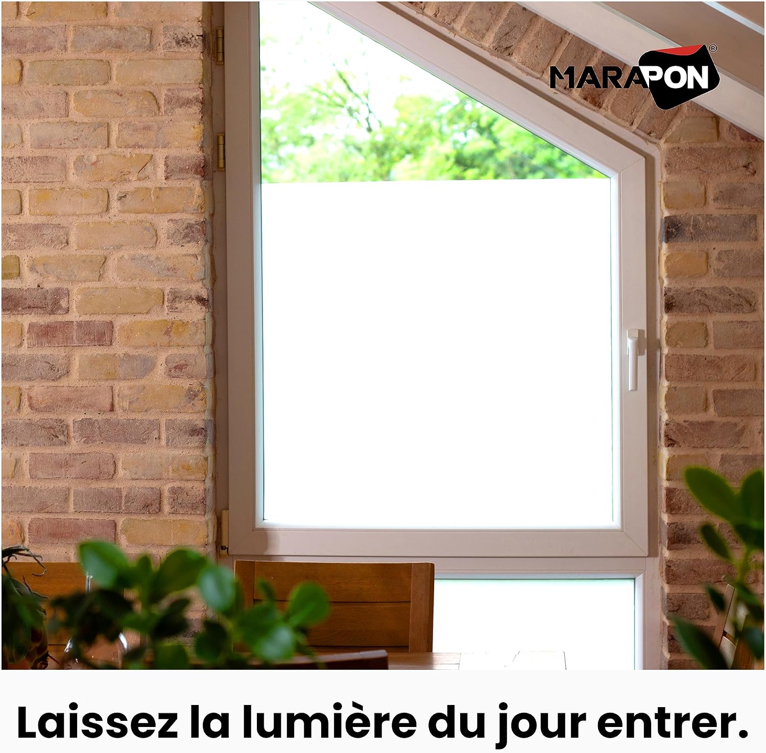 Detalle de MARAPON Film pour Fenêtre Effet Verre Dépoli 0,90x2 m – Adhésion Statique sans Colle, Satiné, Protection UV