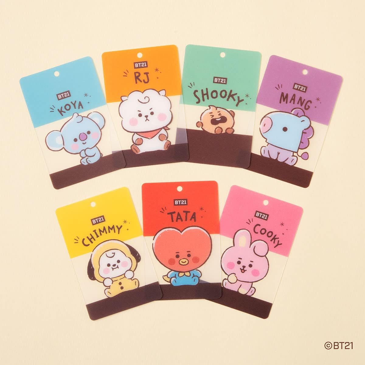 Detalle de BANDAI BT21 カードマスコットセット カード2枚・ミニパーツ・ボールチェーン付き