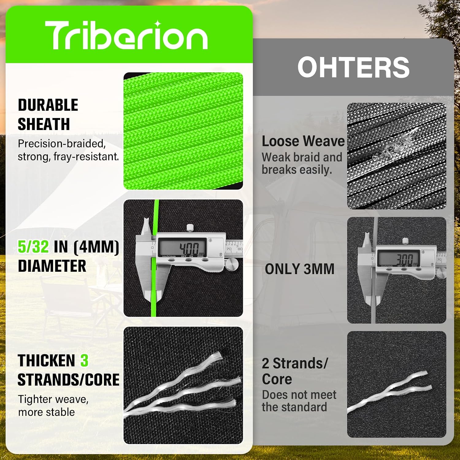 Detalle de TRIBERION Paracord Rope 200 ft