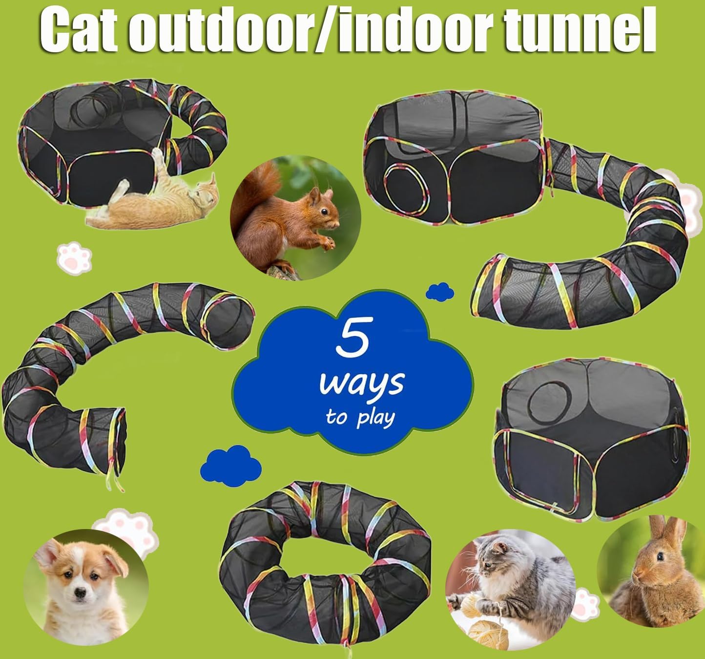 Thumbnail 4 de Cat Tunnel 2-in-1 Rainbow Collapsible Outdoor Play