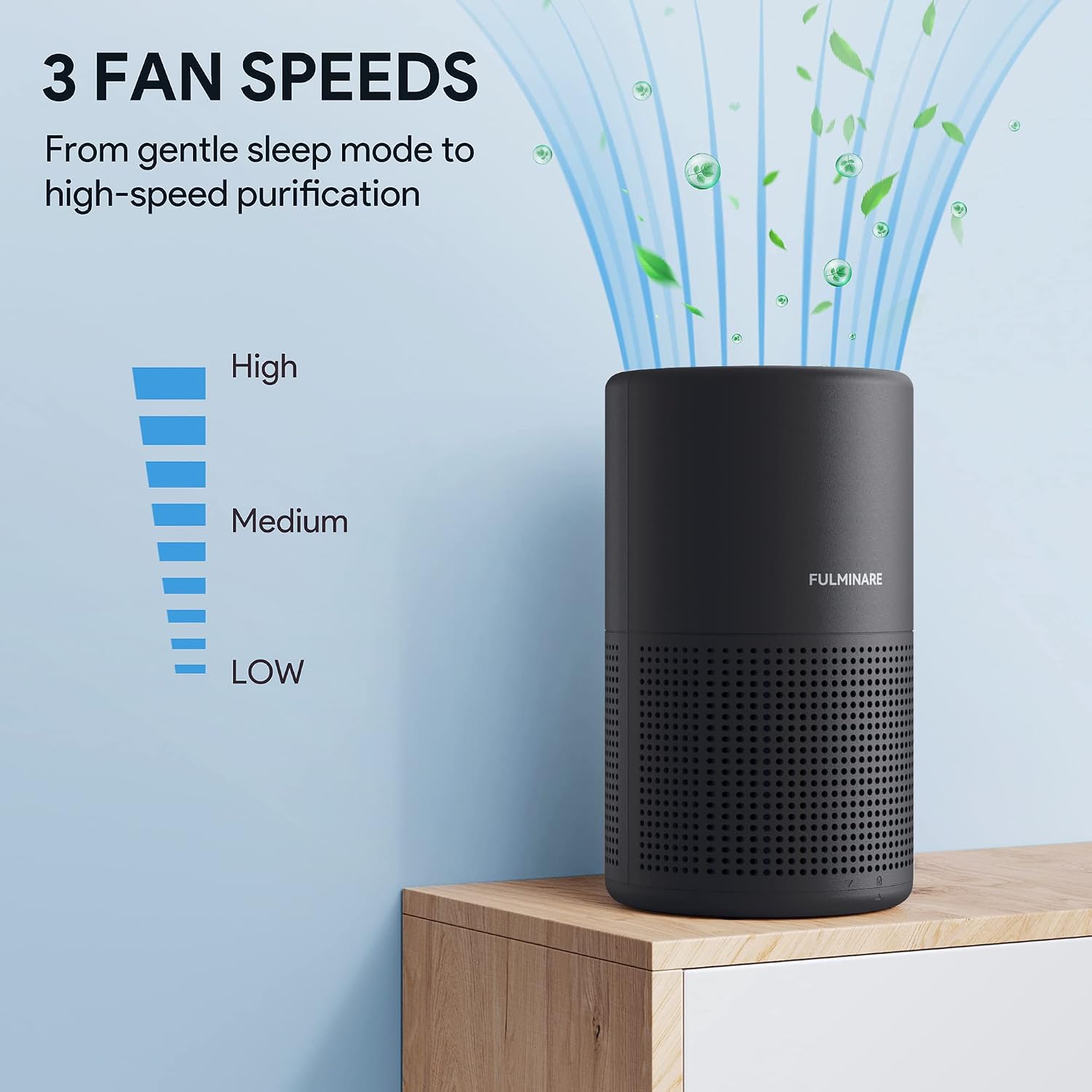 Detalle 2 de FULMINARE PU-P05 H13 HEPA Air Purifier with LED Night Light, 3 Speeds