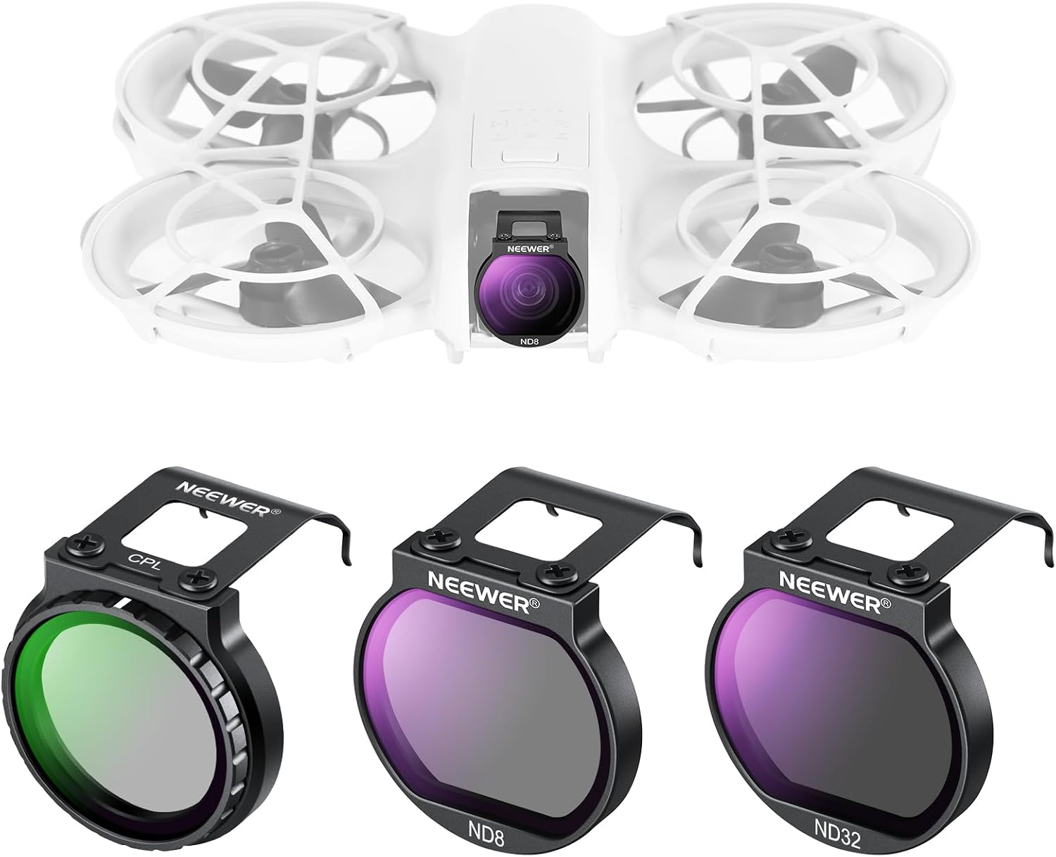 Detalle de NEEWER Pack de 3 filtres pour DJI Neo : CPL + ND8 + ND32 (FL-N27)