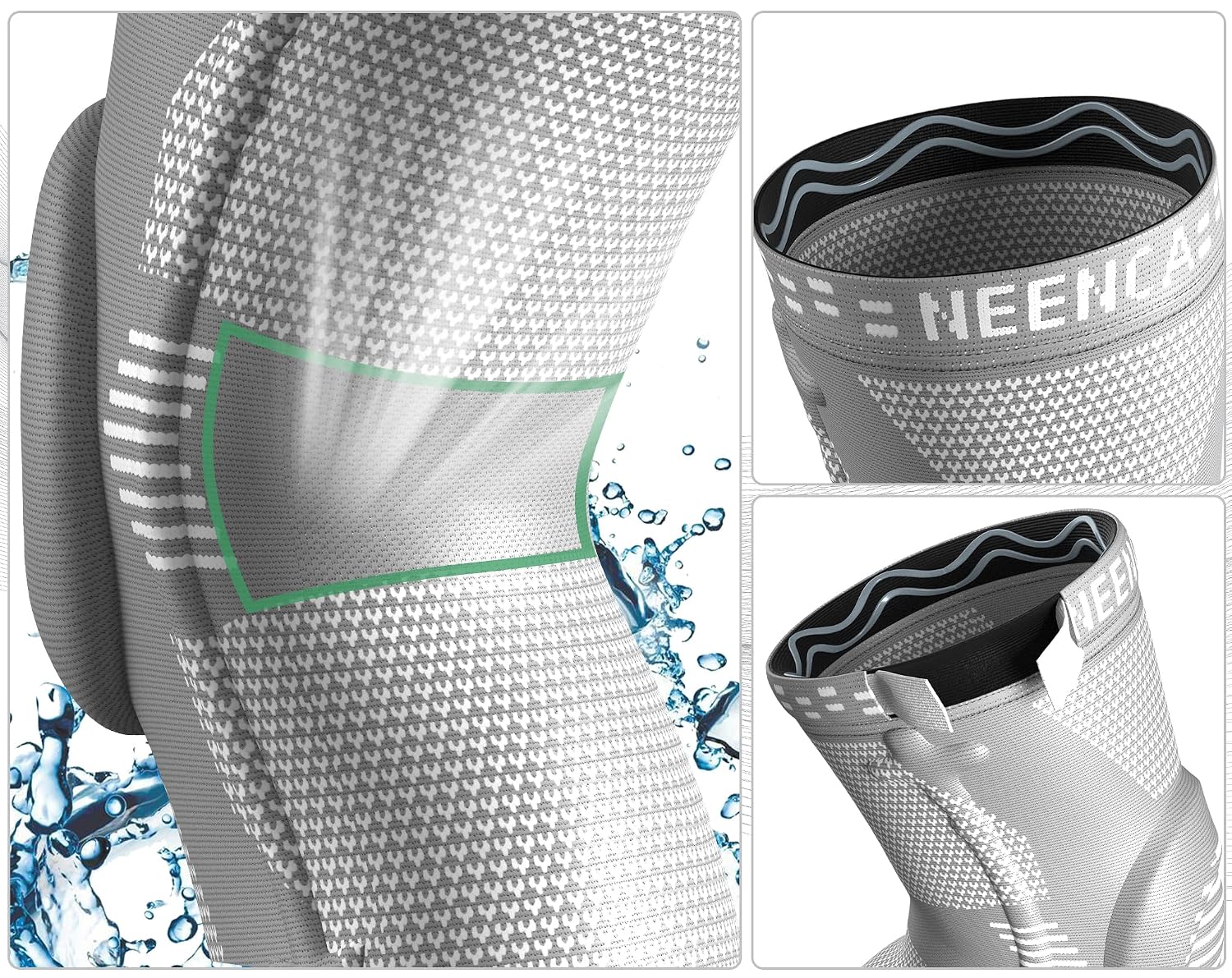 Detalle de NEENCA Knee Brace: Medical-Grade Knee Compression Sleeve with Patella Gel Pad and Side Stabilizers