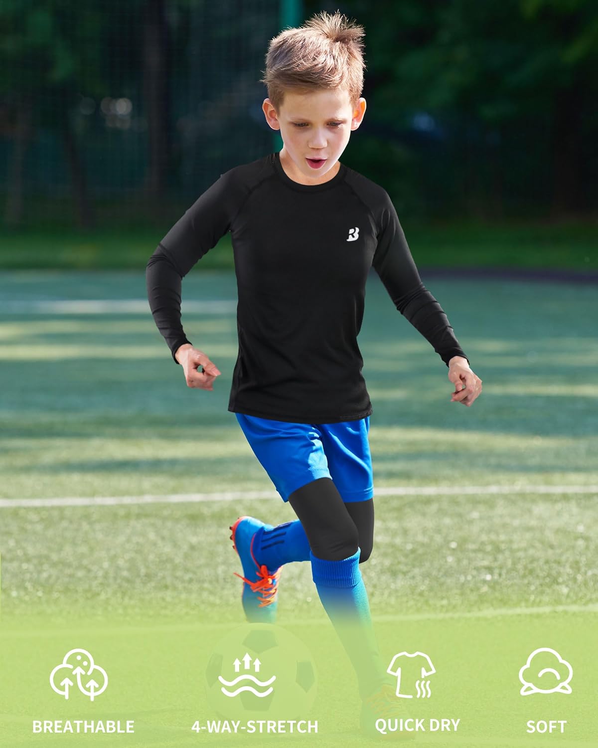 Thumbnail 3 de Roadbox Boys Base Layer Tops (1–2 Pack) – Kids compression shirts, long & short sleeve