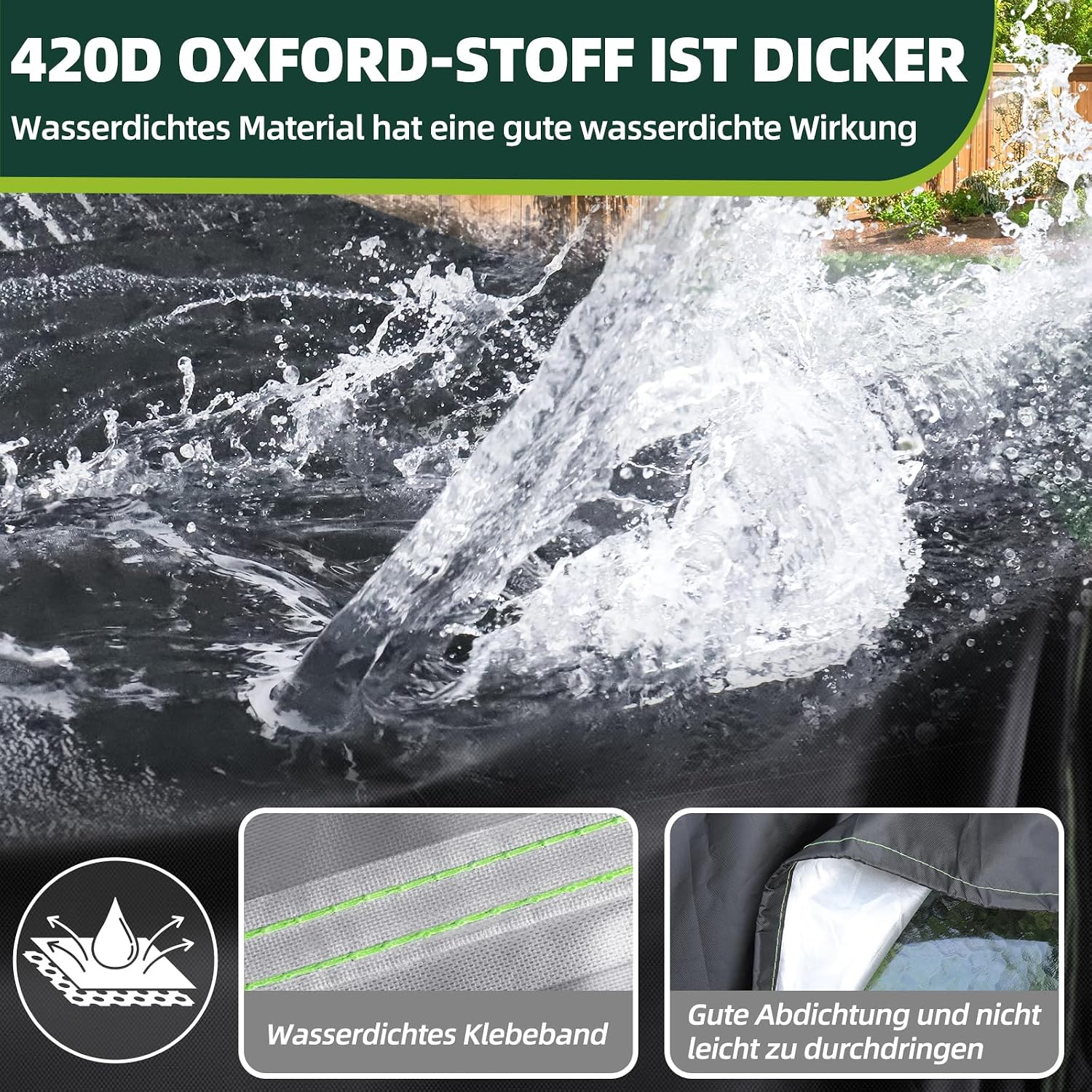 Thumbnail 5 de FORTRY Abdeckung Gartenmöbel Winterfest 180x120x74 cm – wasserdicht, atmungsaktiv und winddicht
