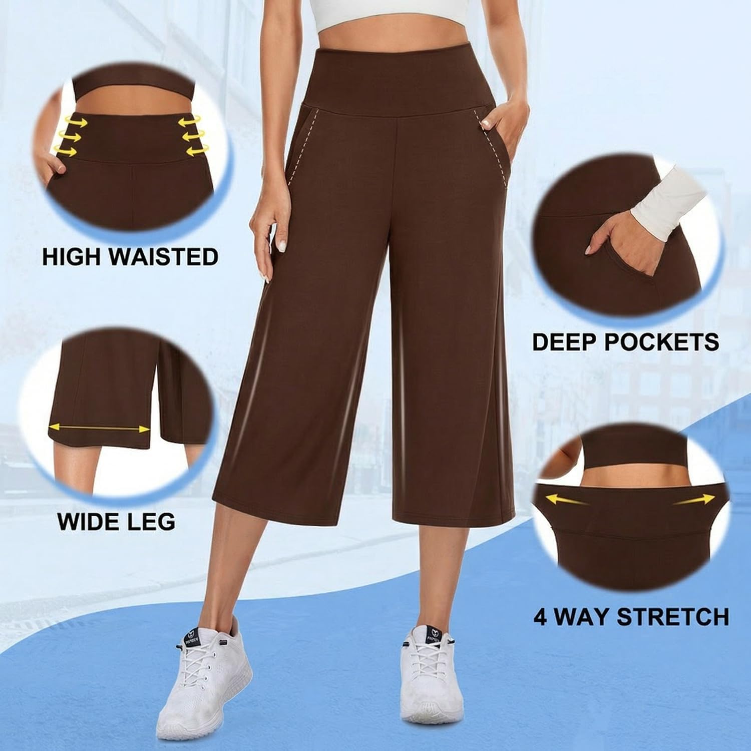 Detalle de NEW Young 3 Pack Women's Wide Leg Pants with Pockets High Waist Loose Sweatpants