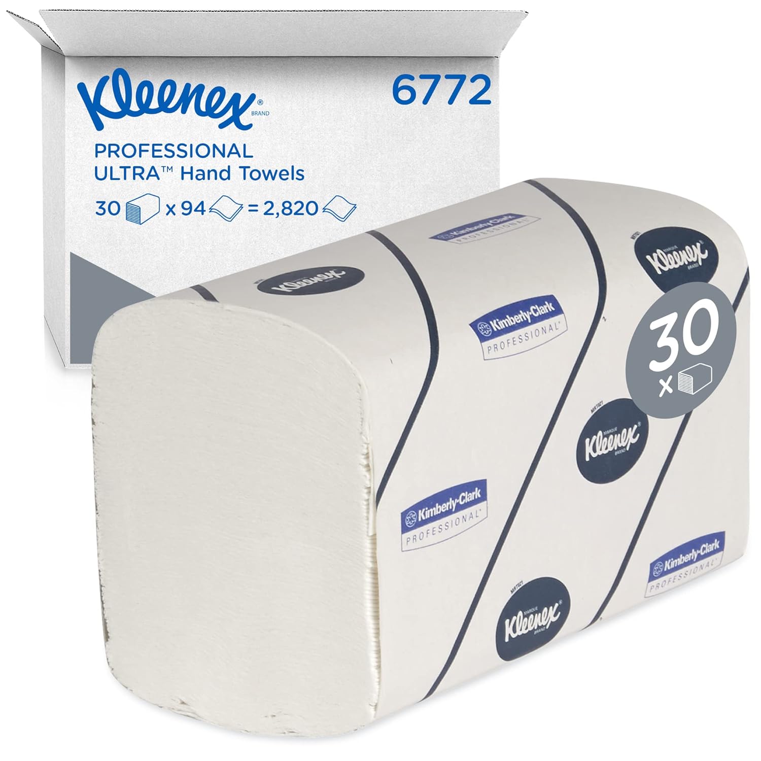 Essuie-mains enchevêtrés KLEENEX* ULTRA 6772 (30 paquets, blancs, 2 plis)