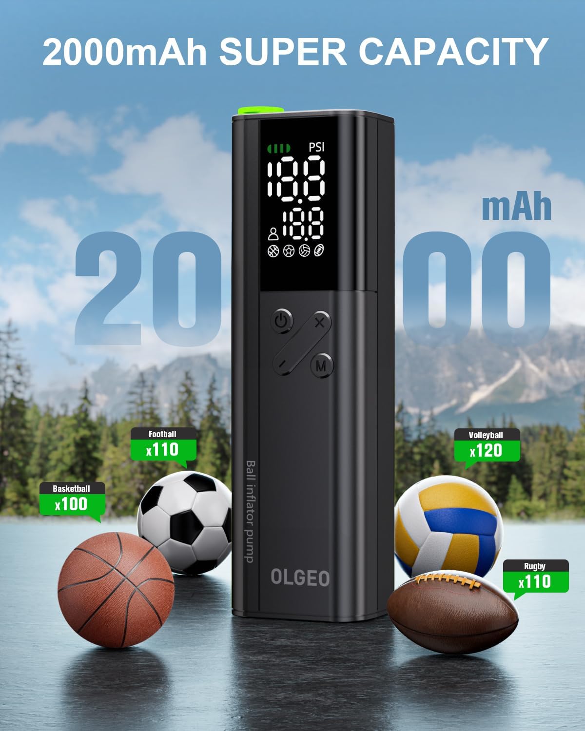 Detalle 2 de Olgeo X3 Electric Ball Pump with Automatic Shut-Off and LCD Pressure Gauge