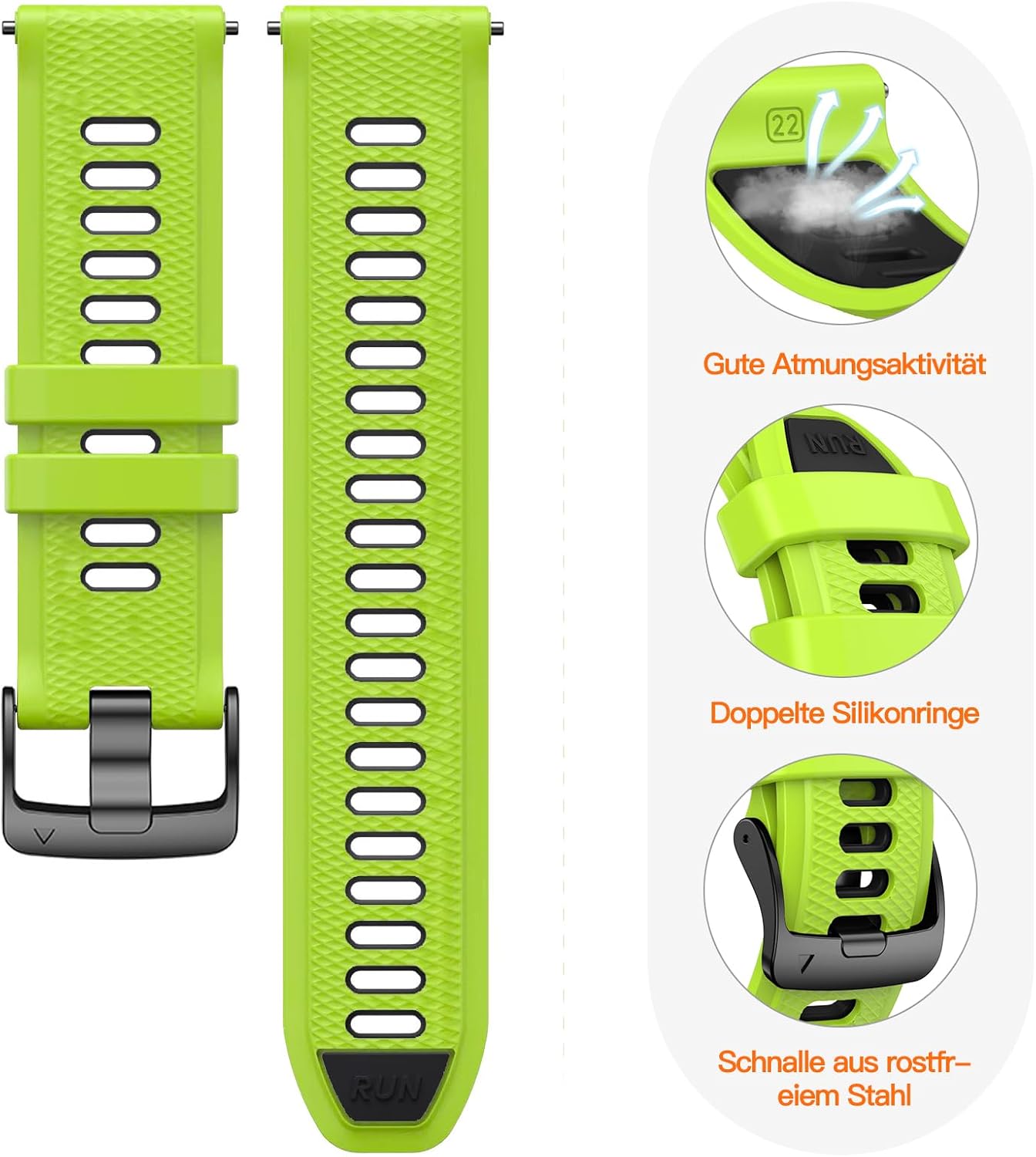 Detalle de ANBEST Silikon Armband 22 mm kompatibel