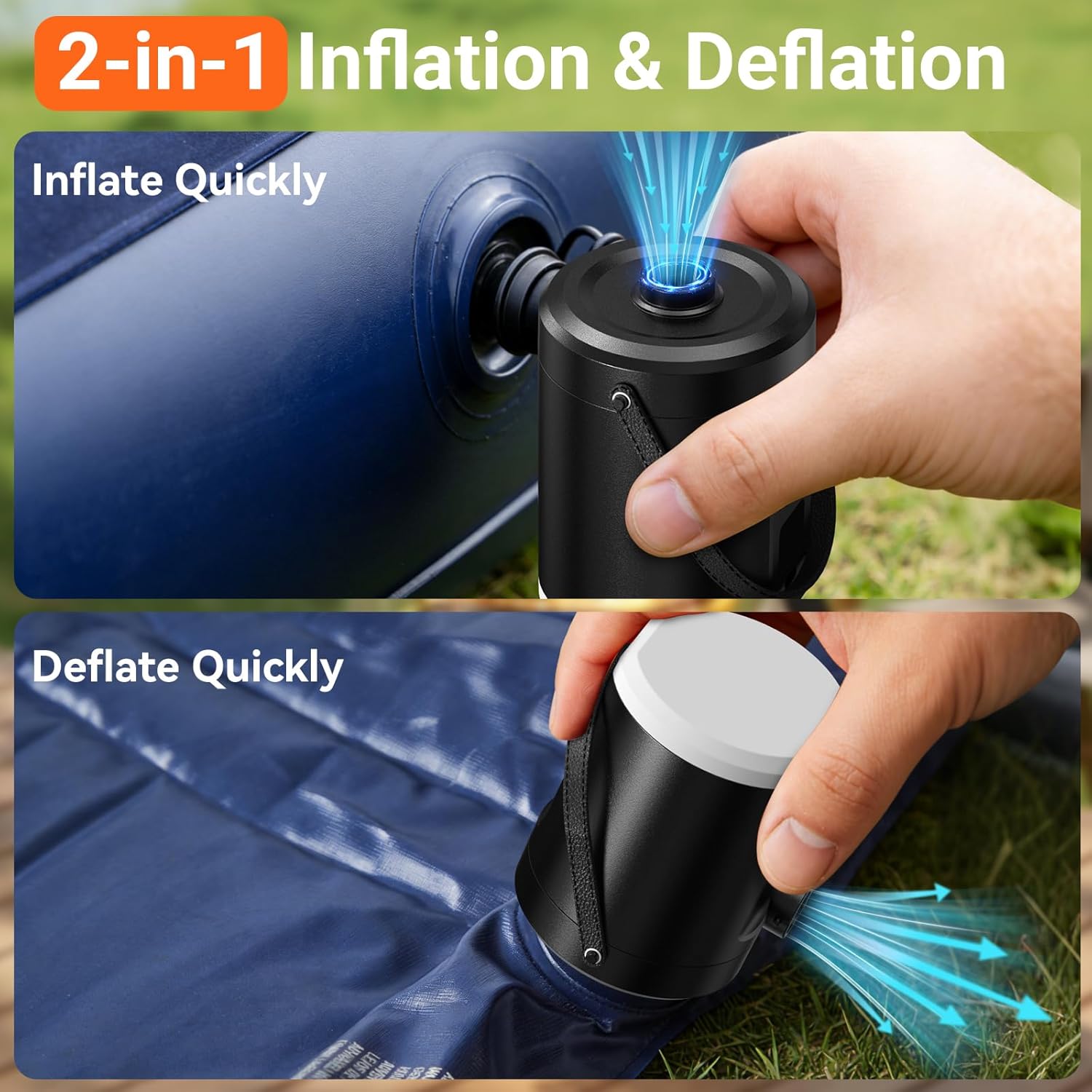 Thumbnail 4 de Preciva Electric Air Pump with Light for Inflatables – Cordless 5000mAh Pump with 3 Nozzles