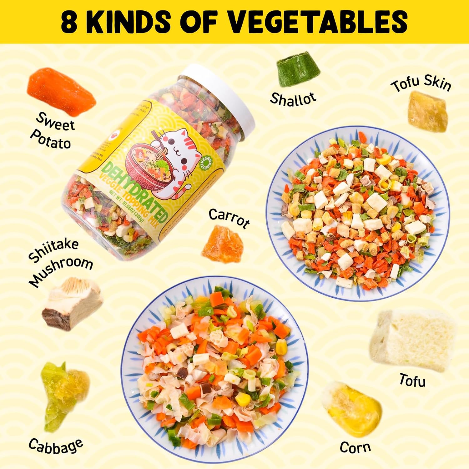 Thumbnail 2 de Egcina Ramen Topping Mix with Freeze-Dried Tofu, 8 Dried Vegetables, 10.58 oz