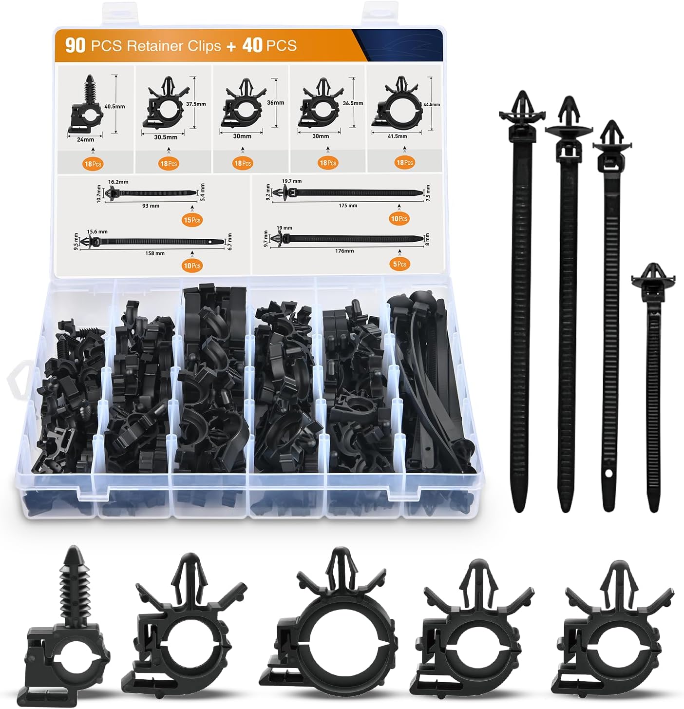 Detalle de GOOACC 130Pcs Wire Loom Clip Kit 130pcs