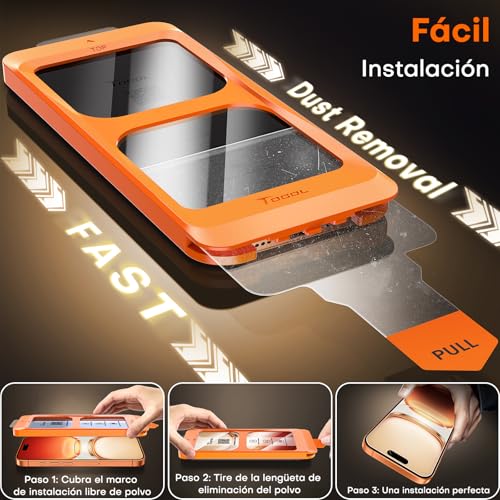 Detalle de TOCOL Cristal Templado iPhone 17/16 Pro 9H 🌟 2 Pzas
